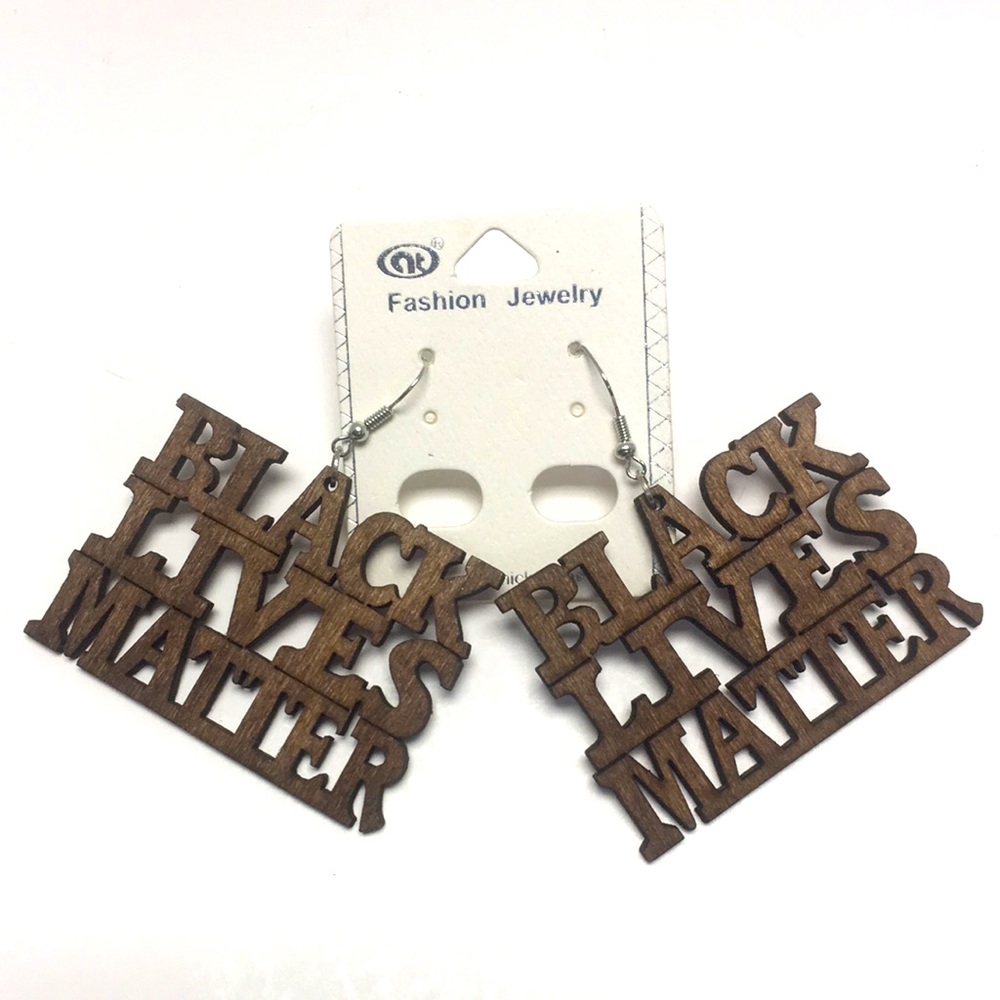 2/$15 Wooden Black Lives Matter Earrings